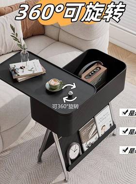 客厅边沙发边小柜创黑色几现代简约JWV可移动床头意小桌子中古茶