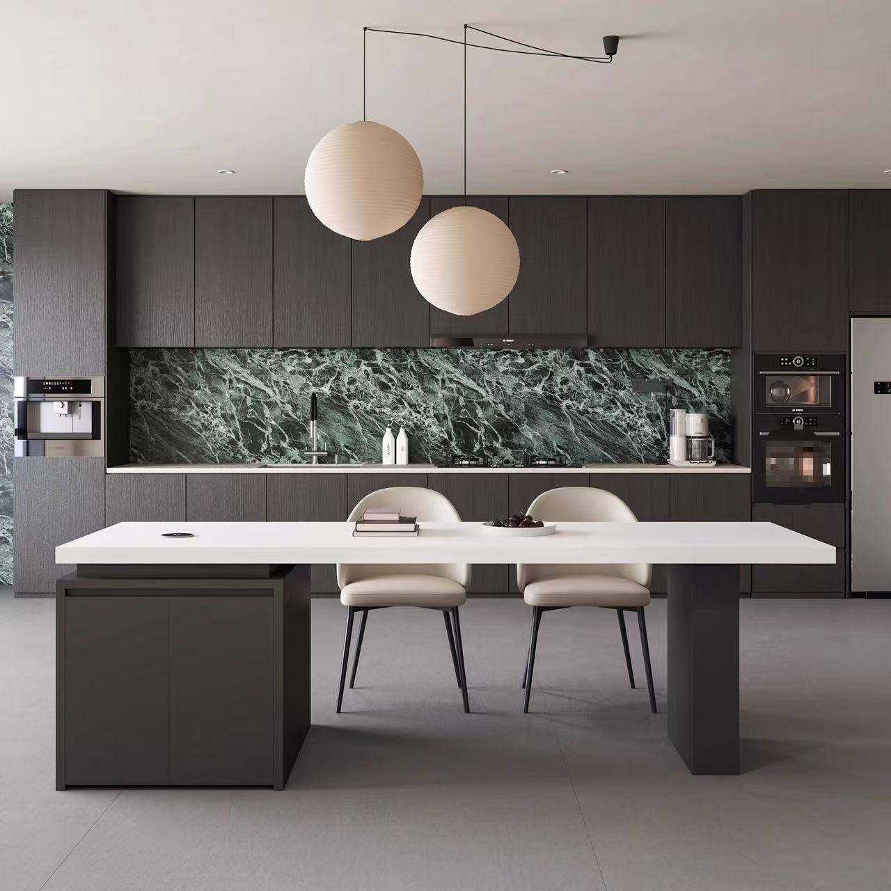 意式岩板岛台餐桌厨一体伸缩能小厅户型餐厅中岛XFH多功房客家用