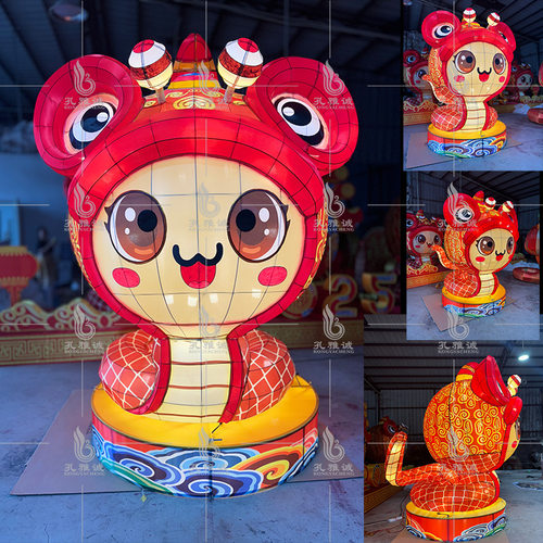 卡通蛇吉祥物花灯蛇年公仔2025年大型花灯彩灯元宵花灯咱造型花灯