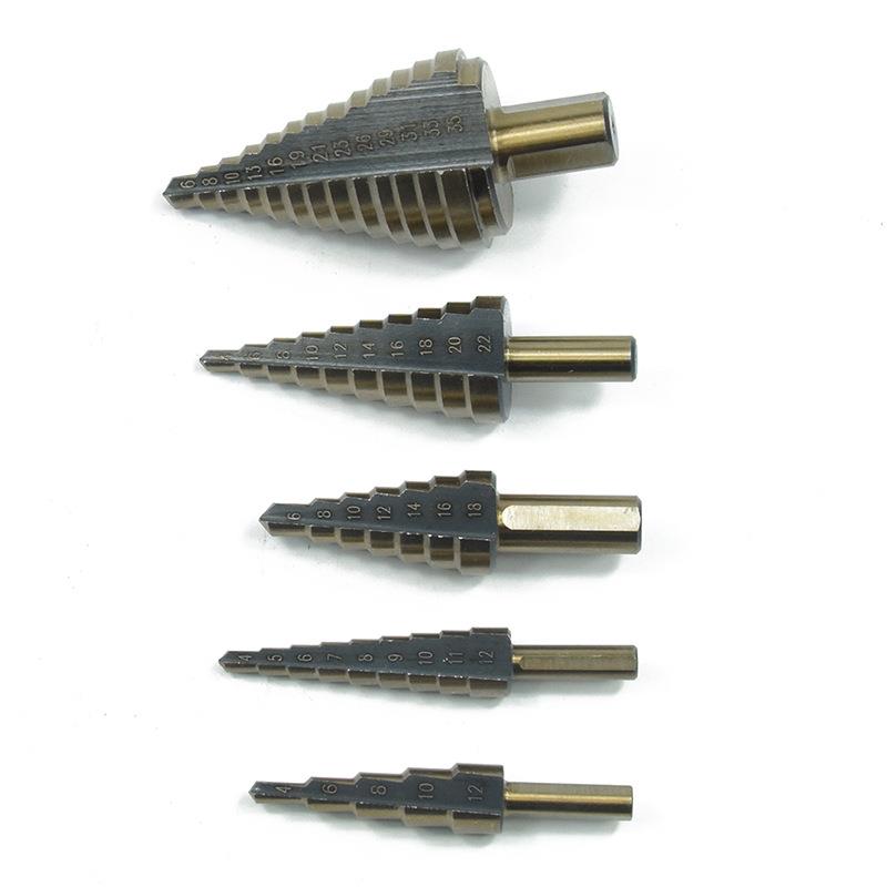 5钻pc组合装工黑黄三角柄高速钢阶梯UDL钻宝塔木开孔器套装