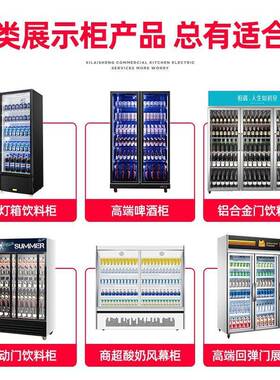莱盛展示柜冷藏冷啤酒QXE柜立冷式超市保鲜喜冰柜大容量风回弹门