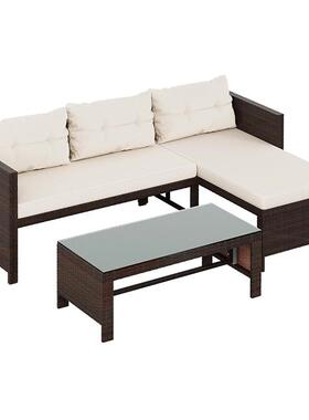 户外庭院套编藤沙发花茶园ZFO露闲台别墅藤椅组合三件休桌套装