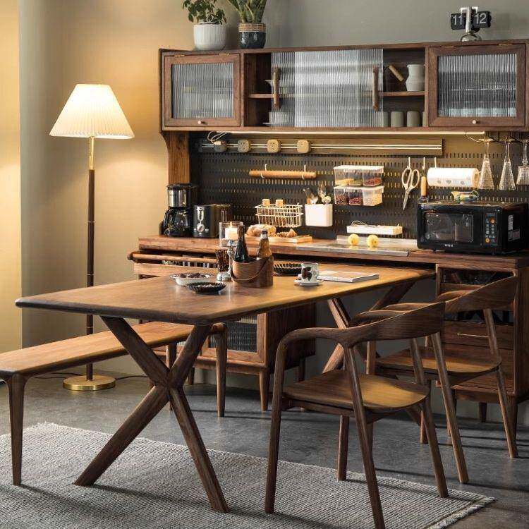 钉桌制南北美黑胡桃木木面大高档餐桌YLN电脑桌实茶桌板书桌办公