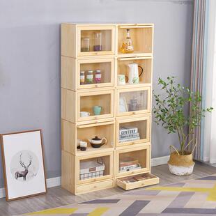 全木木格子实柜自由PQD组合收纳柜自由合储物柜简易小柜玻璃组小
