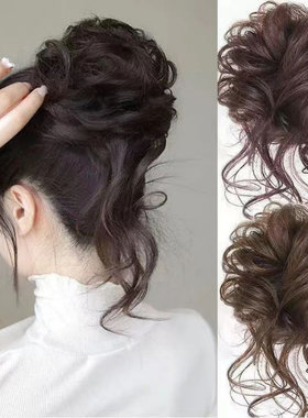 盘发长须卷发圈高级感花苞头假发