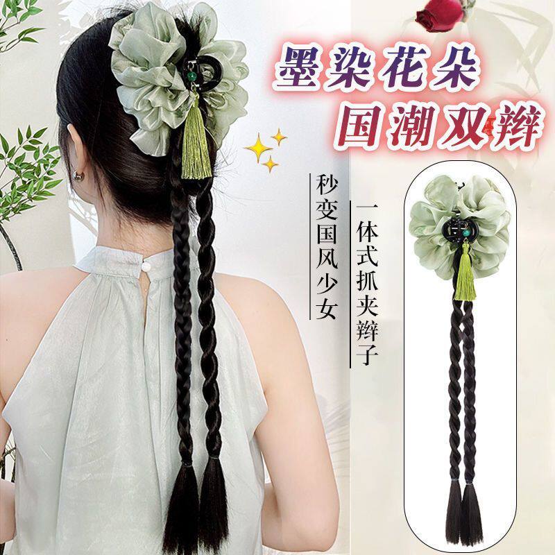 新中式仿真编发汉服麻花辫自然马图片