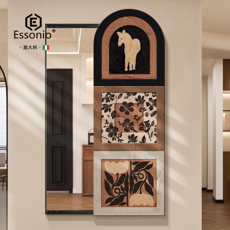 ESSONIO意大利轻奢隐形穿衣镜装饰画挂画卧室隐藏式可推拉全身镜