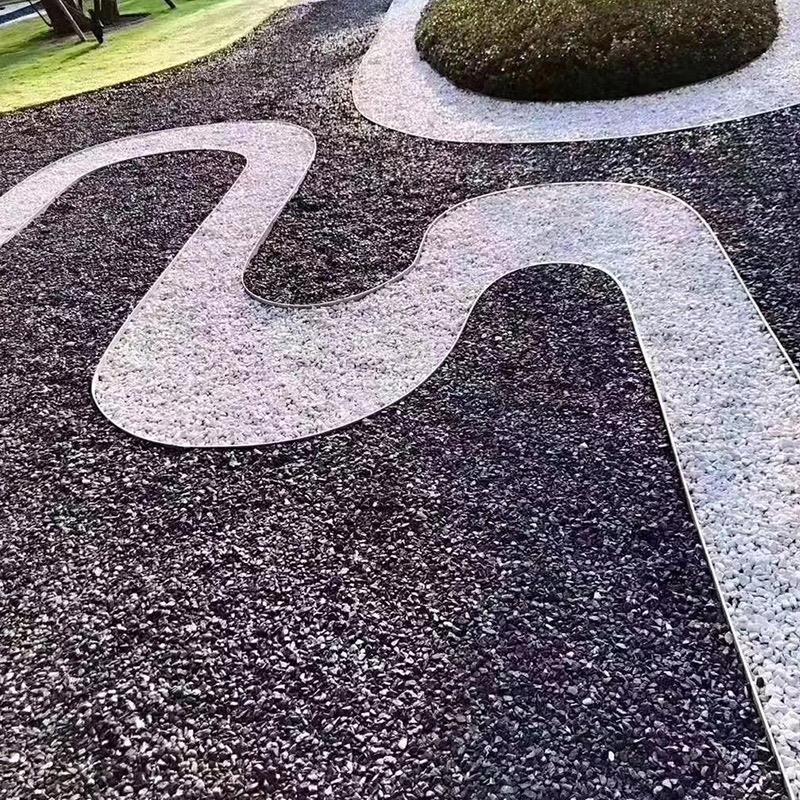 广东黑色砾石水洗石庭院造景碎石子灰色铺路石头枯山水花园青石子