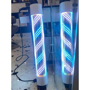 2025年新款爆款冰蓝美发转灯LED灯带电机旋转理发店专用户外防水