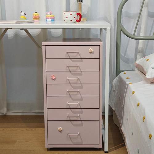 多巴胺粉格林多抽柜多层分类夹缝抽屉式收纳35CM铁艺床头储物柜子