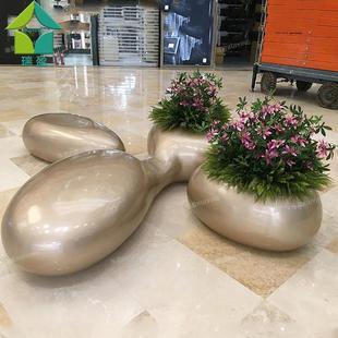 玻璃钢座椅鹅卵石花盆组合商场户外创意休闲椅坐凳美陈休息等候椅