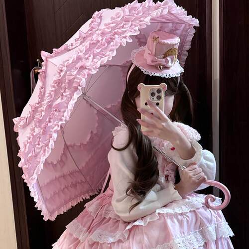 新款日系lo伞洛丽塔花嫁少女心公主伞轻舞蕾丝哥特lolita晴雨两用