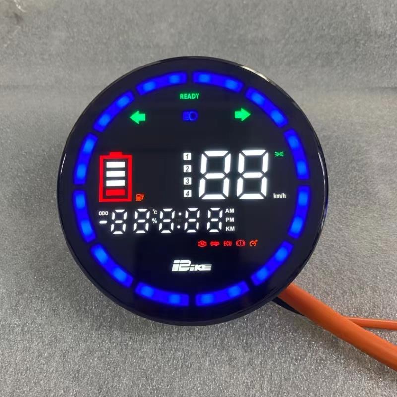 小龟王电动车仪表简易款广环龟LED数字液晶仪表圆形48v60v72v通用