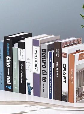 英语假书斯堪的纳维亚美国风格高端书桌书柜照片道具创意装饰饰品