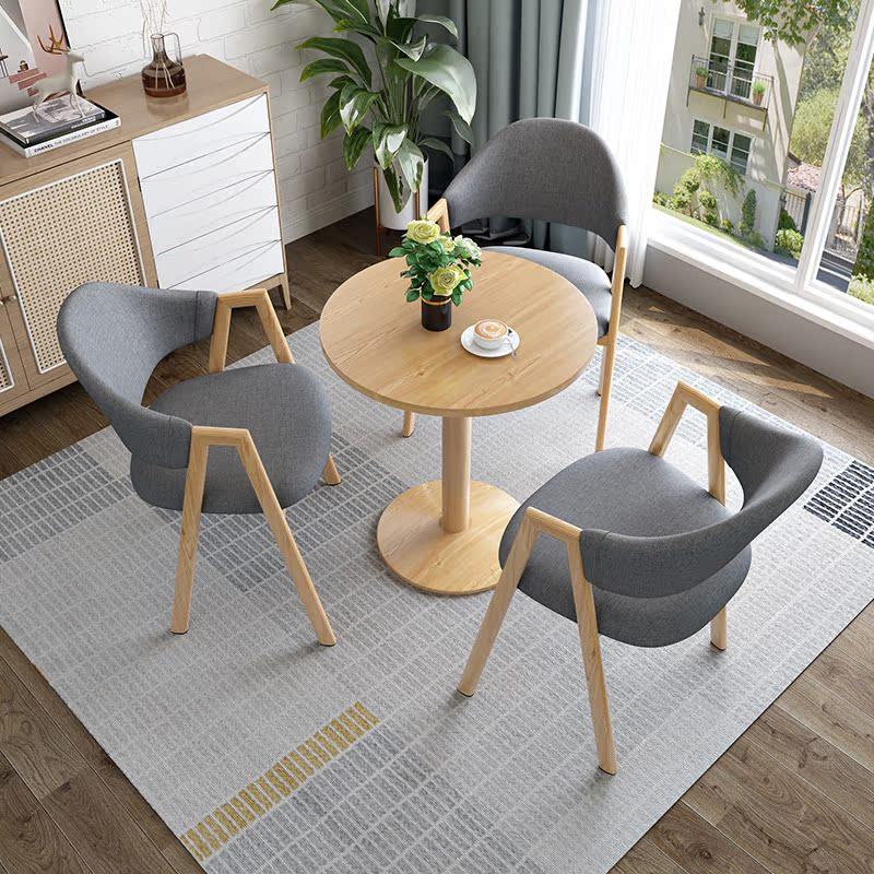 北欧休息区接待小圆桌套装简约奶茶店咖啡厅接待会客洽谈桌椅组合