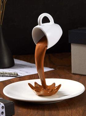 高档咖啡流水创意马克杯摆件房间装饰品艺术恶搞小摆件高级感小众