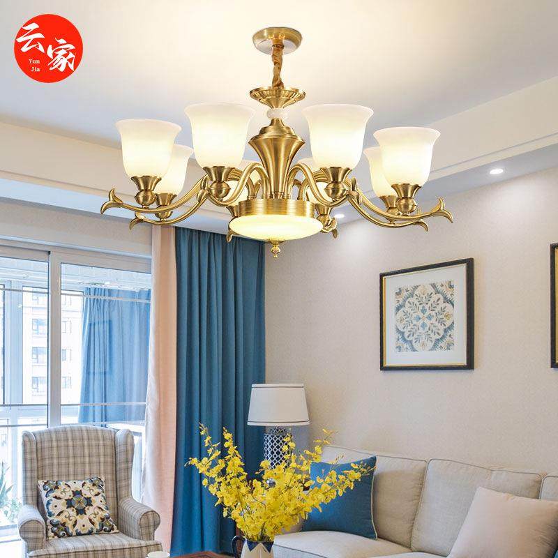 欧式纯铜吊灯简欧客厅灯奢华大气餐厅卧室轻奢灯具现代简约全铜灯