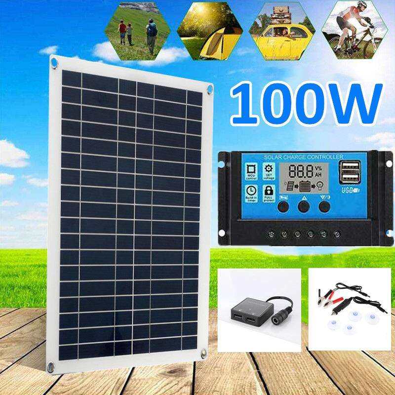多晶100W 18V柔性太阳能板 带10A-100A控制器适用房车家庭船营地
