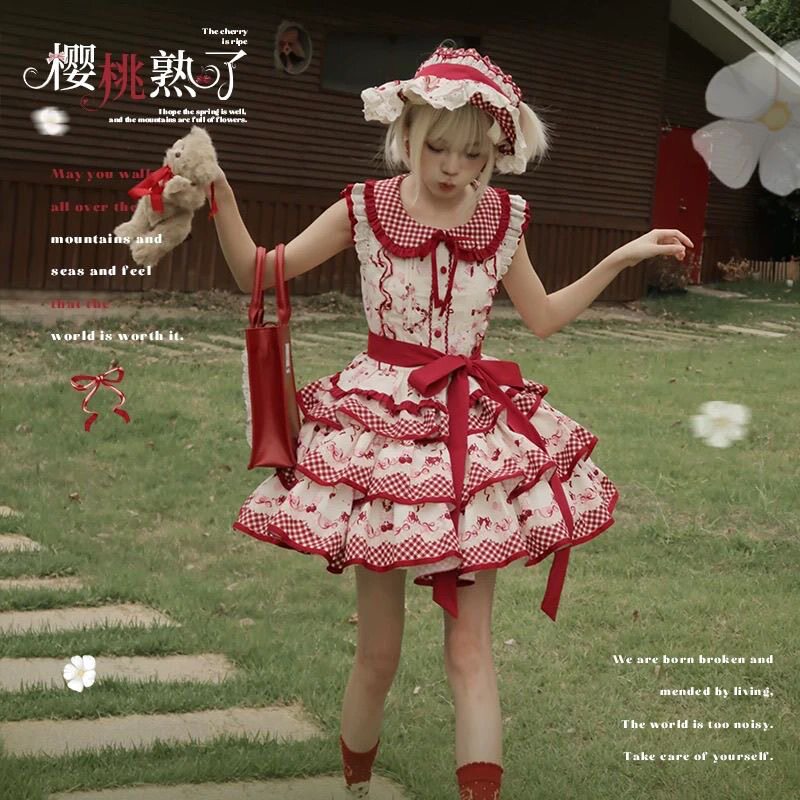 樱桃熟了lolita裙短款分体套装