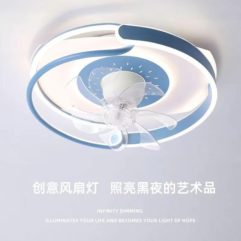 卧室风扇灯l497ed吸顶卧室灯带风扇一体简60度摇头房间厅灯现餐代