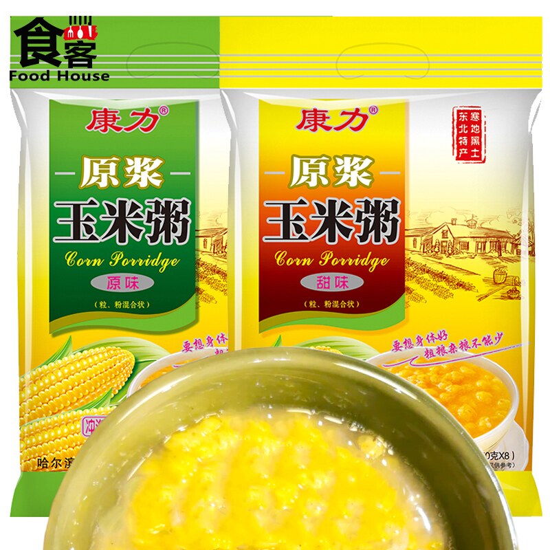 康力玉米糊原浆玉米粥400g东北杂粮营养早餐甜味粉杂粮粥即食冲泡