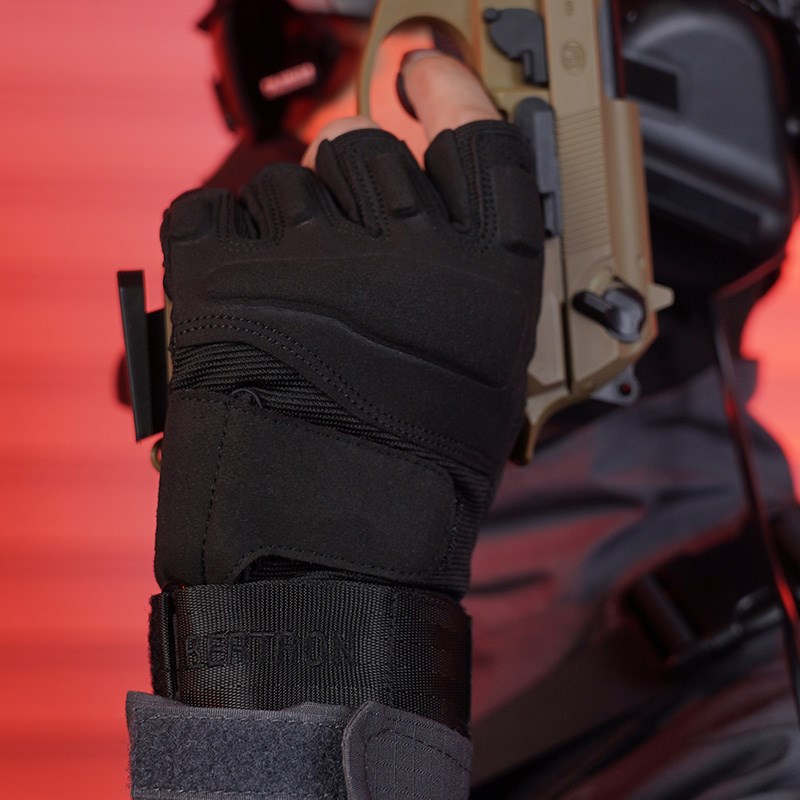 战术手套户外夏季半指露三指摩托车骑行机车训练健身格斗竞技路亚