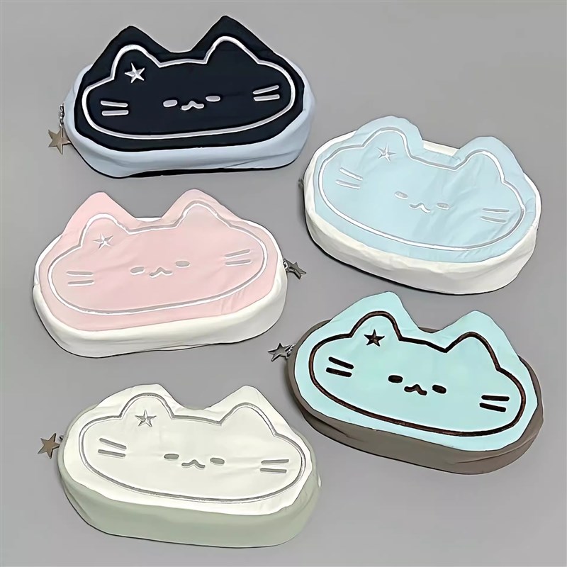 可爱帆布猫咪笔袋小众设计大容量小初高中学生铅笔盒文具收纳袋子