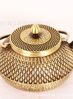 拉丝铜壶 提梁壶 铜茶壶 家居创意铜器摆件