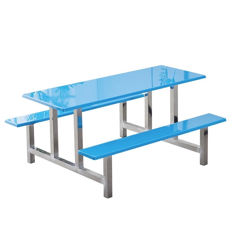 食堂餐桌椅e组合工厂468人学校饭堂美食城小吃街不锈钢连体快餐桌