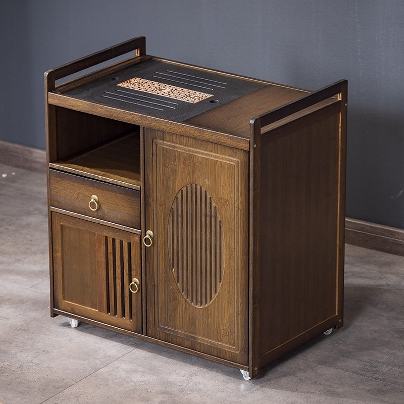 移动茶桌新中式家用m茶几非实木小茶台办公室烧水壶一体茶车储物