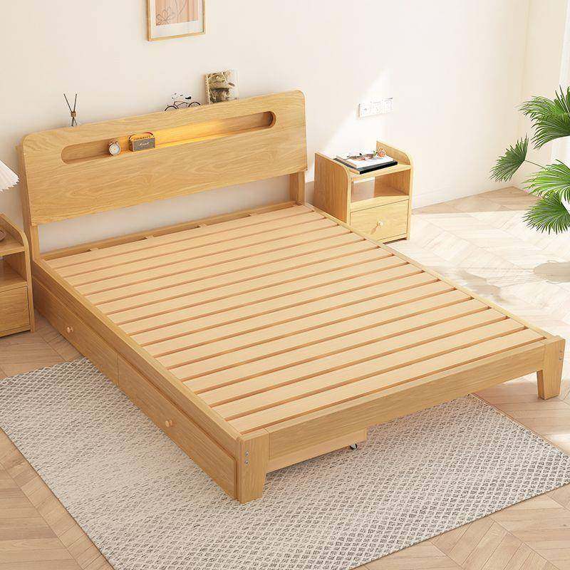 实木床简约现代双人床架1.5经济型原米木人风1.2单LCW床租出房家