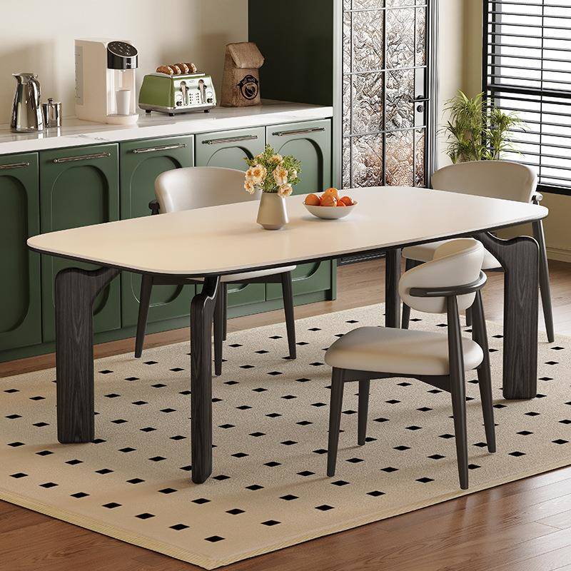 家用岩板餐F977M959桌长方形家型用小户腿黑色复古木中风简约现代