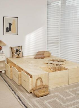 实木榻木长箱储物箱拼米床方形可xdc8aT8p坐收榻纳箱加宽