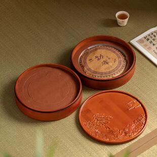 意茶饼包白装盒双饼单饼竹盒圆形普洱饼XLK收纳点茶盘357g200g茶