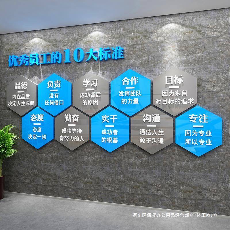 优秀员工荣誉墙亚克力墙贴企业文化墙文化办公室装饰励志文字标识