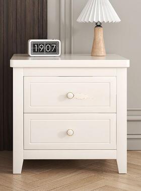 Q储X木生美式床头柜实纯白色儿童QJD男女房间家用卧室抽屉物床边