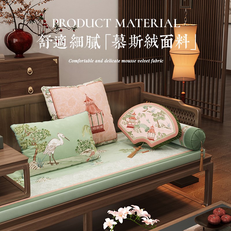 冉忆新中式客厅沙发抱枕罗汉床扶手枕2024新款腰枕靠枕枕套椿山居