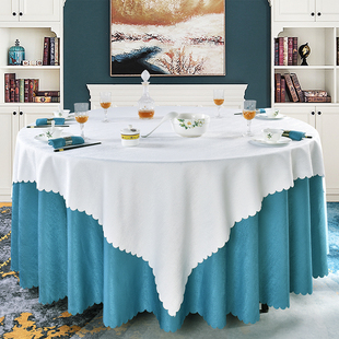 新款酒店大圆桌布餐厅宴会饭店餐桌布布艺圆形桌布暗纹长方形台布