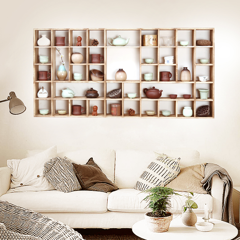 实木挂墙博古架多宝阁茶具架置物架墙壁壁挂式茶架紫砂壶展示架