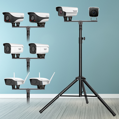 监控摄像头支架双鸭嘴万向落地伸缩加长杆临时演示移动金属三脚架