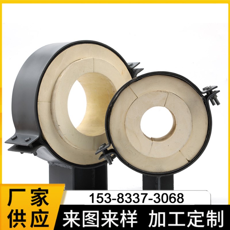 红松木保冷管托蒸汽管道聚氨酯保温滑动支架导向蛭石隔热固定支座