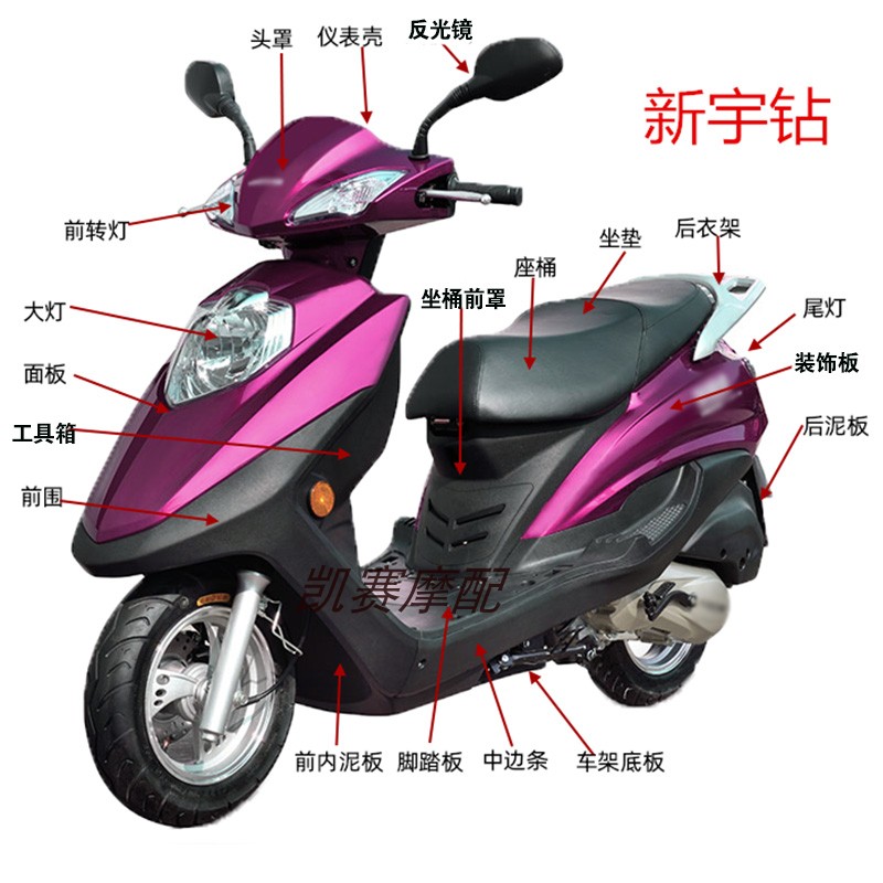 鹰钻宇钻鹰踏板车125摩托车面板外壳配件元嘉欧佳宇钻摩托车外壳