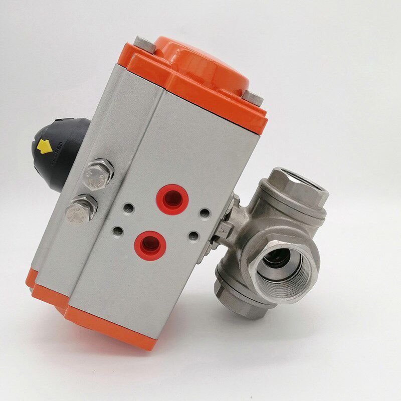 AT单双作用气动不锈钢三通切换分合流球阀水气耐高温Q614\5F-16P