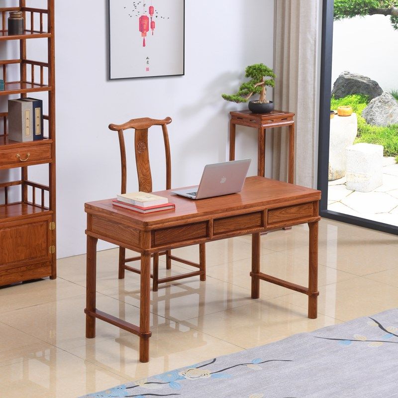 贡艺名居刺猬紫檀中式简约书桌红木家具写字台实木办公桌电脑桌