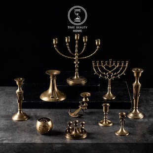 R组 欧式 饰摆件软装 精 ins 装 新 黄铜烛台 7.21a 古董复古VINTAGE