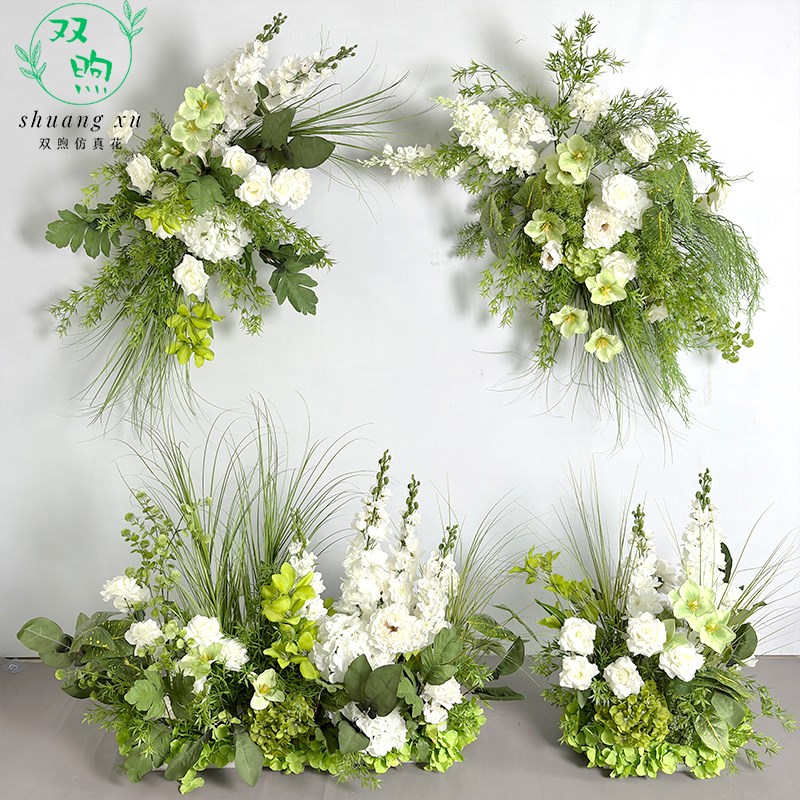 森系仿真花地排花路引花婚礼舞台布置H户外婚礼花艺高级造景花艺