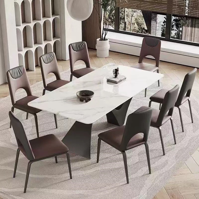 意式极简b岩板餐桌现代简约轻奢餐桌椅组合家用饭桌小户型设计师