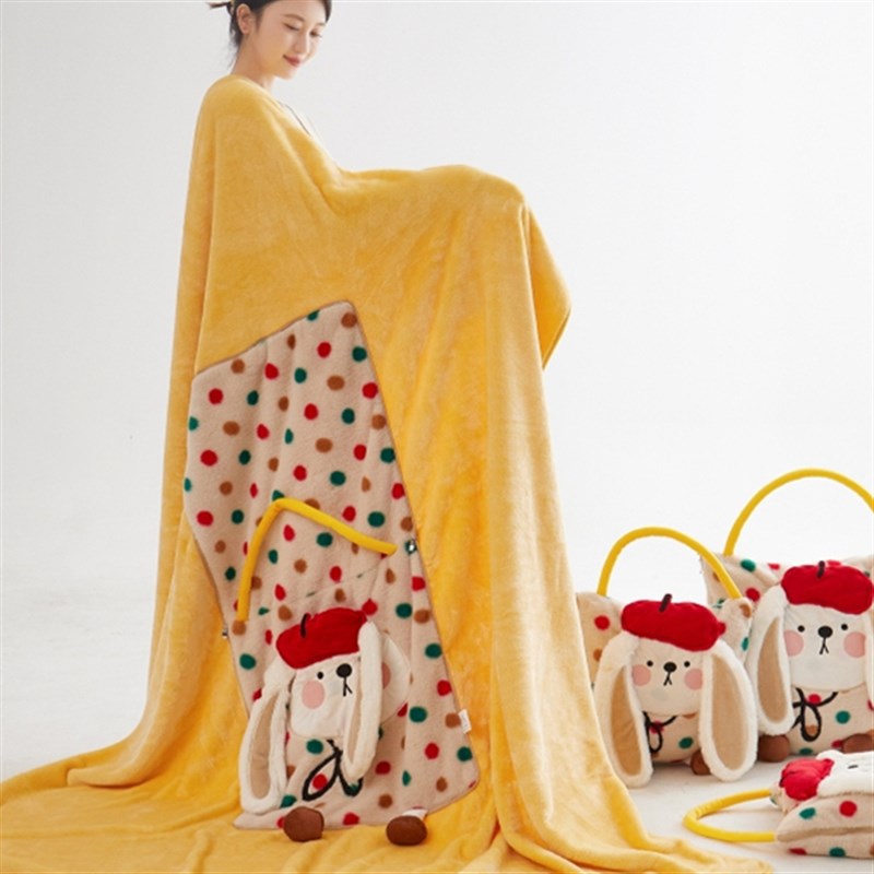 两用抱枕毯子四季午睡汽车沙发办公室卡通可爱靠垫V枕头毛毯午休