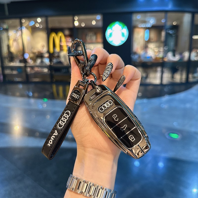 适用奥迪钥匙套新款Ak3L/A6L/A7/A8L/Q6/Q7扣Q8壳Q4-Etron包男