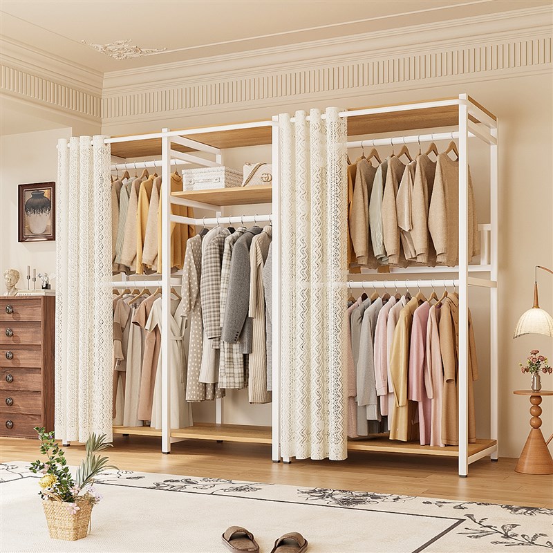 衣柜卧室家用一体衣帽间r钢架金属衣柜简易组装l型衣柜转角组合柜